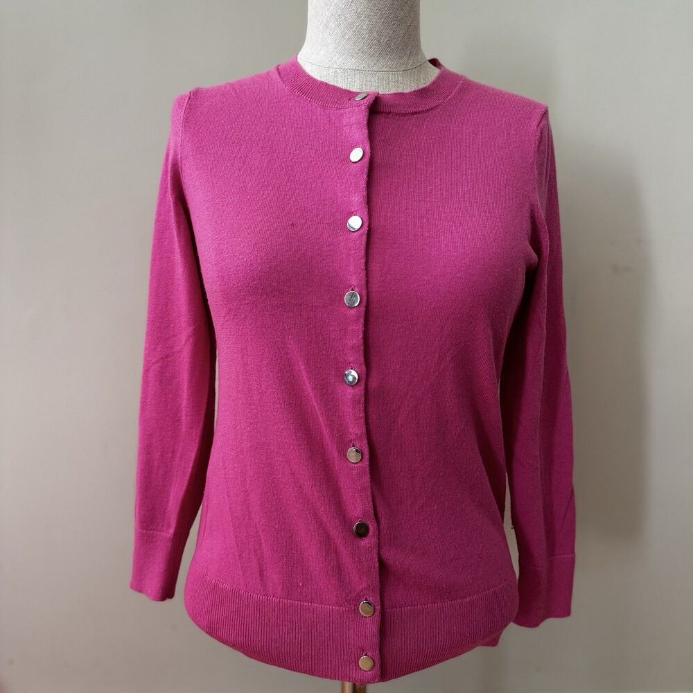 Banana Republic Women's Silk Blend Button Down Long Sleeve Pink Cardigan Size XS